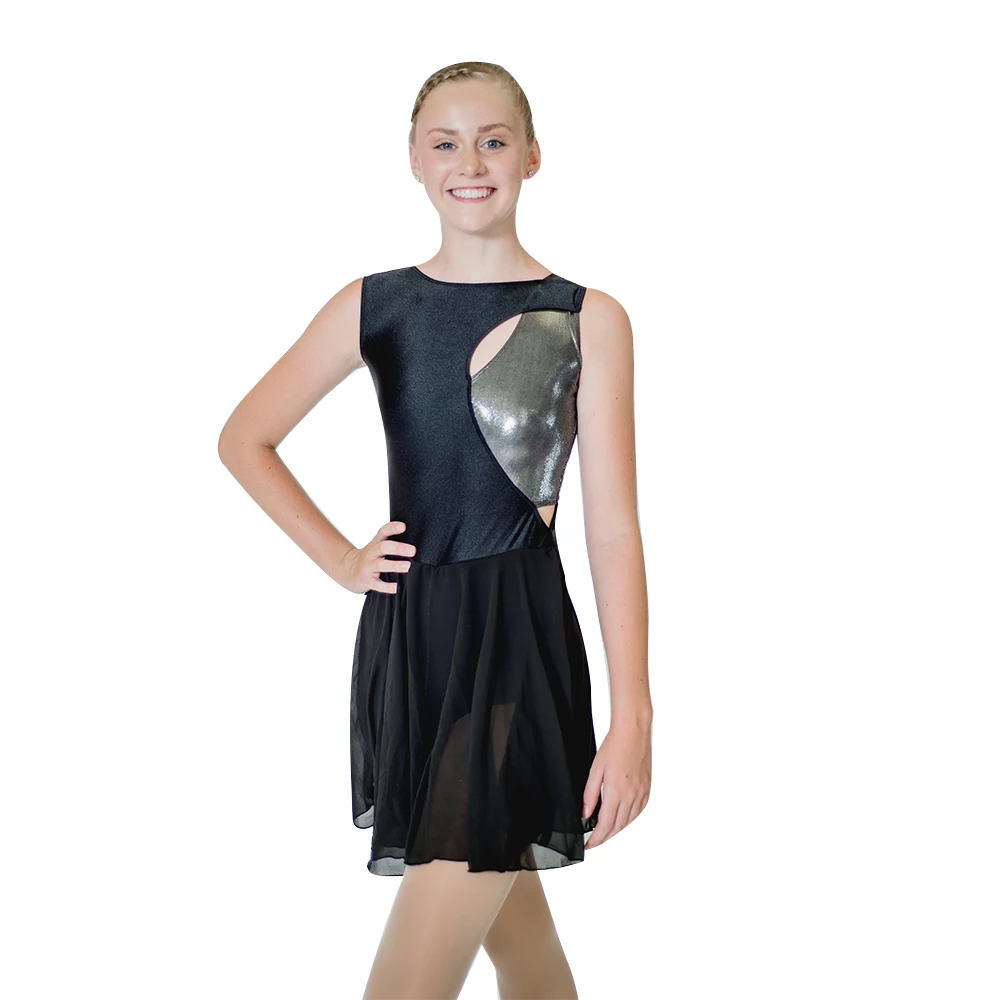 black-ice-skating-modern-jazz-dance-shiny-nylon-lycra-chiffon-ballet-leotard-dress-ladies-girls