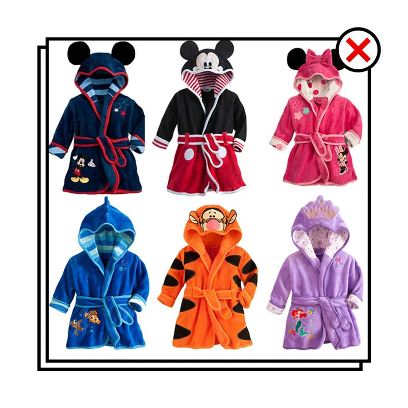 

Cartoon Children's Robe Flannel Baby Bathrobe Hooded Kids Bath Robe Lovely Animal Minnie and Mickey Boy Girls Robes baby Clothes