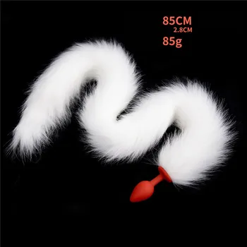 85cm Wild Fox Tail Silicone Butt Plug unisex Backyard Stimulating Sexy Cat girls long Tails Sex Toys for Women men Adult Game 3