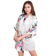 Новые белые Пикантные мини леди летние банный халат Шелковый район кимоно юката платье цветок ночное Размеры размеры s m l xl XXL, XXXL a013