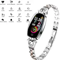 Luxury H8 Women Smart Bracelet Ladies Waterproof Smart Band Heart Reat Pedometer Full Steel Smart Wristband For iPhone Android