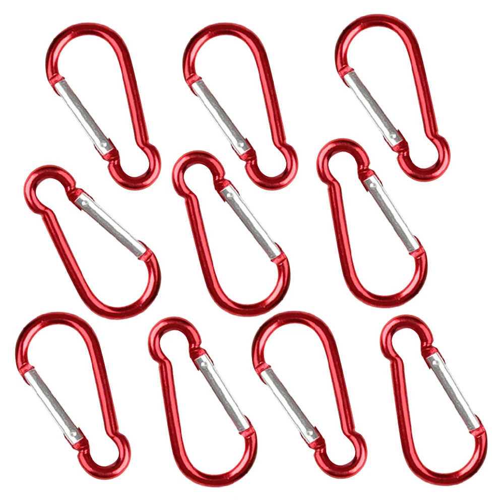 

10 Red S Carabiner Camp Spring Snap Clip Hook Keychain Keyring