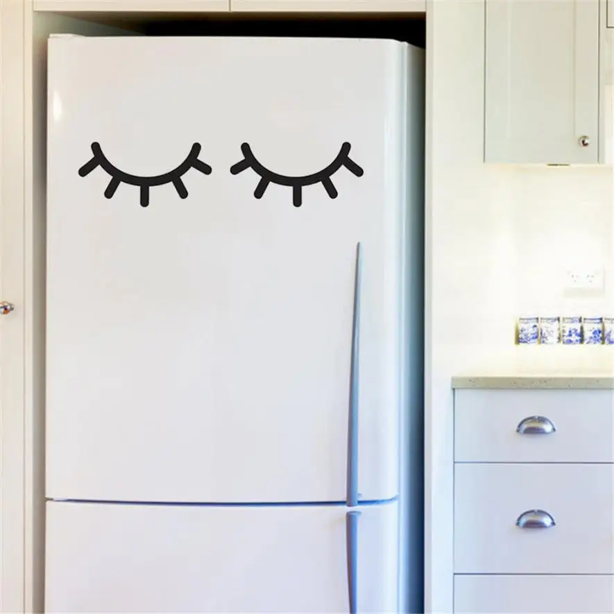 Us 0 16 19 Off 1pc Removable Eyes Shh Eyelash Pattern Wall Sticker Creative Kitchen Sofa Girls Bedroom Door Decoration Art Mural Decals In Wall