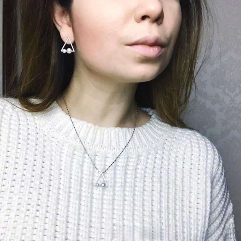 DAIMI качественные геометрические серьги серебряные 925 пробы двойные жемчужные