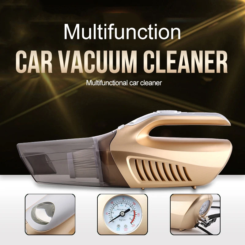 

Four In One Multi-function 100W Wet And Dry Dual Use Car Vacuum Cleaner Tire Inflator Pump Auto Air Compressor With LED Light