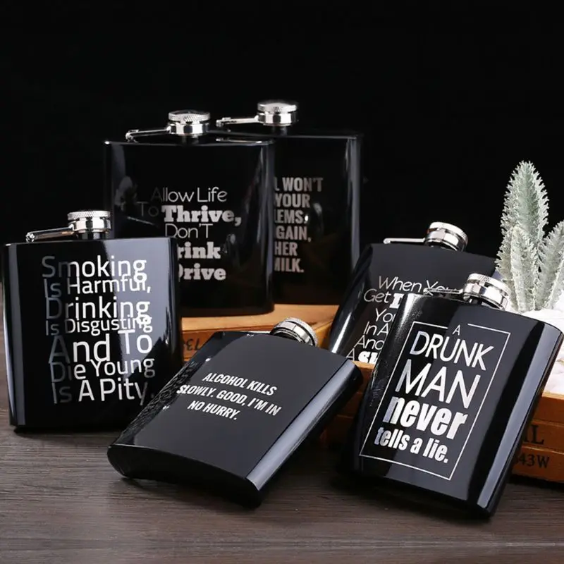 

6 oz Wine Bottle Hip Flask Funnel Personalized Engraved Alcohol Container Stainless Steel Wedding Groomsmen Gift