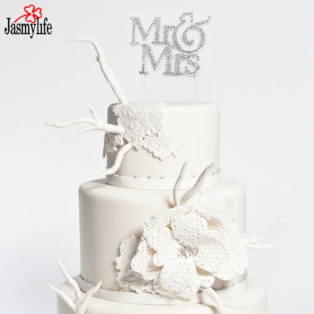 Wedding Decoration Cake Toppers golden&amp;sliver Mr&amp;Mrs Cake