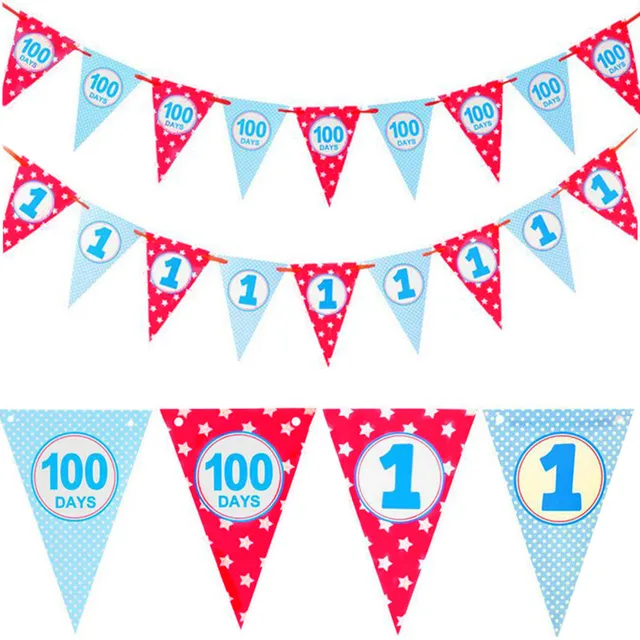 Aliexpress Com Buy Blue Red 100 Days And 1st Birthday Banner Diy