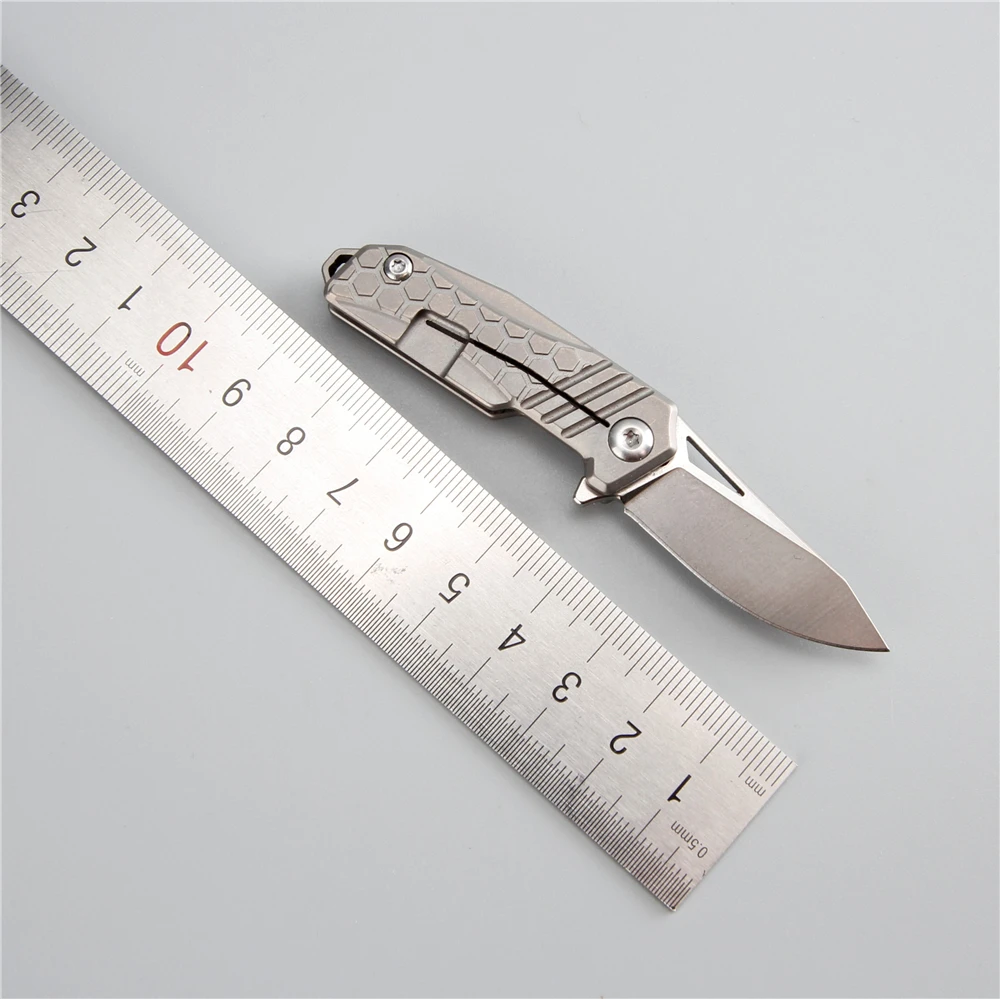 Edc mini knife m390 steel folding blade cnc titanium handle key pocket camping outdoor knife 60 hrc survival knifes tools
