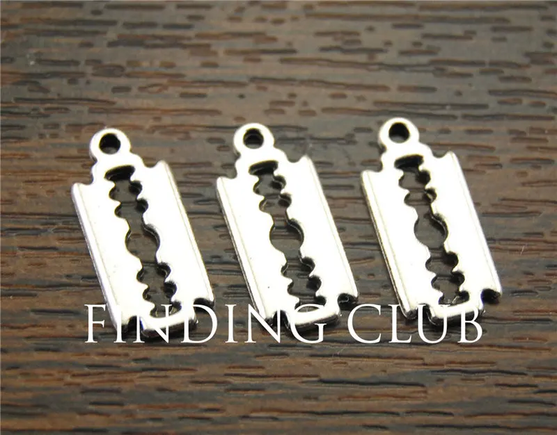 

10 pcs Razor Blade Charms Antique Silver Tibetan Double Sided DIY Metal accessories for jewelry making A1143