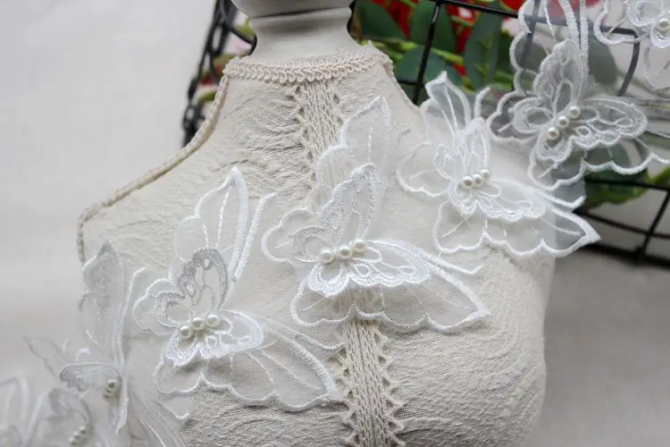 

20Pcs/Lot Exquisite Double layer 3D organza embroidery flower lace patch clothes Beaded lace trim wedding dress diy appliqueM047