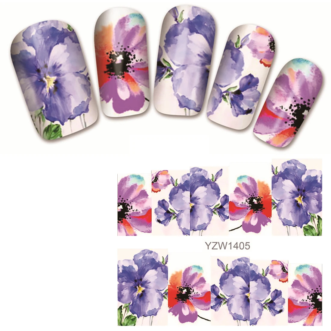 

Mix Flower Patterns 1 Sheet Nail Art Sticker Blossom Water Decals Transfer Foil Full Cover Wraps Manicure Beauty Tool Decoration