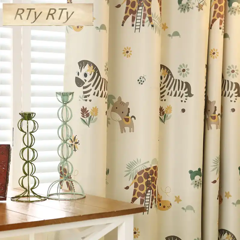 Cartoon Zebra Animal Printed Blackout Curtains For Children Room