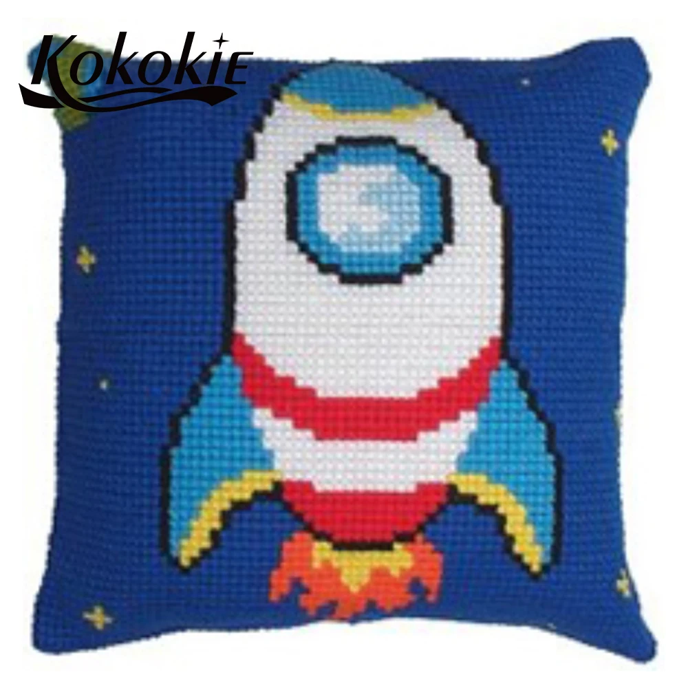 Accessories for cross stitch pillow kits rocket pattern throw pillowcase handicraft Embroider Needlework sewing mat | Дом и сад