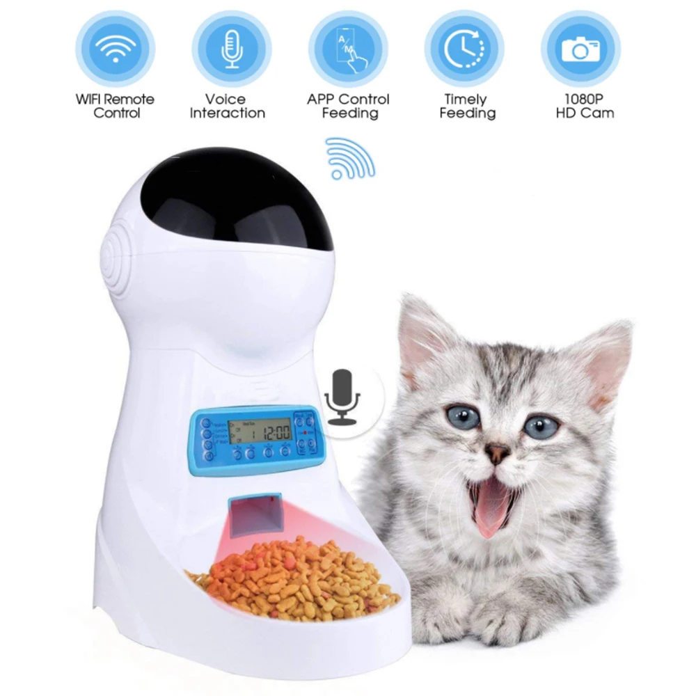 

3L Automatic Pet Food Feeder With Voice Recording Pets food Bowl For Medium Small Dog Cat LCD Screen Dispensers 4 times One Day