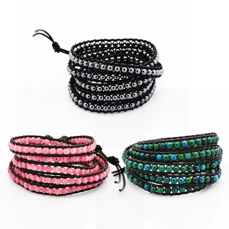 Us 9 71 35 Off Free Ship Fashionable Wrap Around Bracelets 5 Loop Leather Cord White J A D E Hemae Chrysocolla Beads Br 880 910mm In Charm Us 9 71 35 Off Free Ship Fashionable Wrap Around Bracelets 5 Loop Leather Cord White J A D E Hemae Chrysocolla Beads Br 880 910mm In Charm