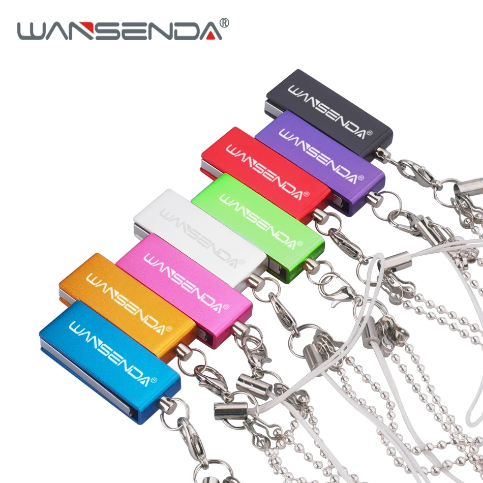 Вращающийся USB флеш-накопитель WANSENDA, водонепроницаемый флеш-накопитель, 4 ГБ, 8 ГБ, 16 ГБ, 32 ГБ, 64 ГБ, флешка, флеш-накопитель с цепочкой