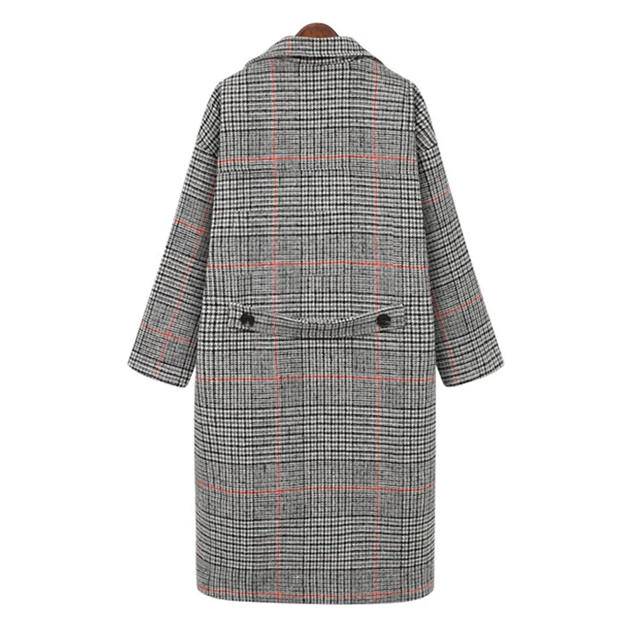 Hodisytian Winter Fashion Women Check Wool Blends Coat Casual Cotton Long Thick Cardigan Female Cashmere Overcoat Plus Size 4XL Hodisytian Winter Fashion Women Check Wool Blends Coat Casual Cotton Long Thick Cardigan Female Cashmere Overcoat Plus Size 4XL