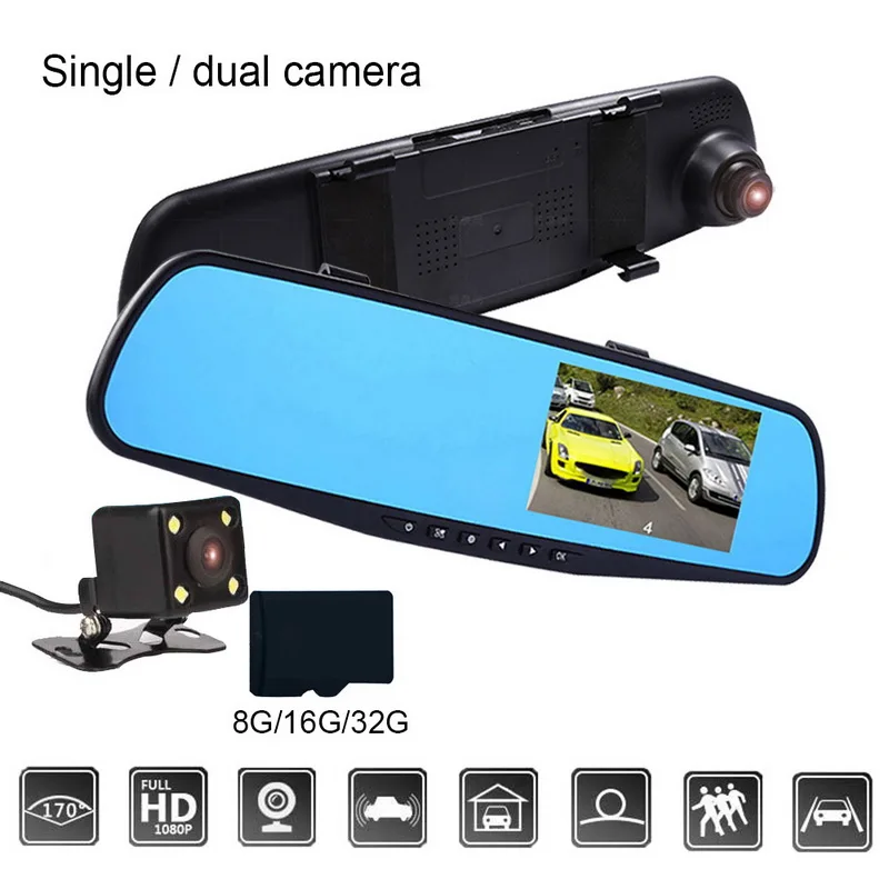 TOSPRA 4,3 samochodu kamera DVR Full HD 1080 P automatyczna kamery widok z tylu lustro kamera DVR Авто rejestrator Dashcam