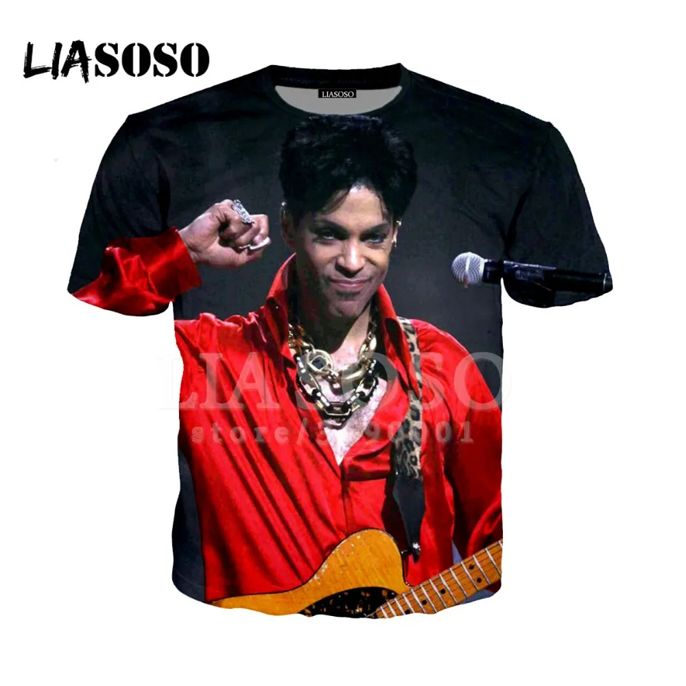 

LIASOSO New 3D Print Women Men Pop Singer Prince Rogers Nelson Tshirt Summer T-shirt Hip Hop Pullover Short Sleeve X0837