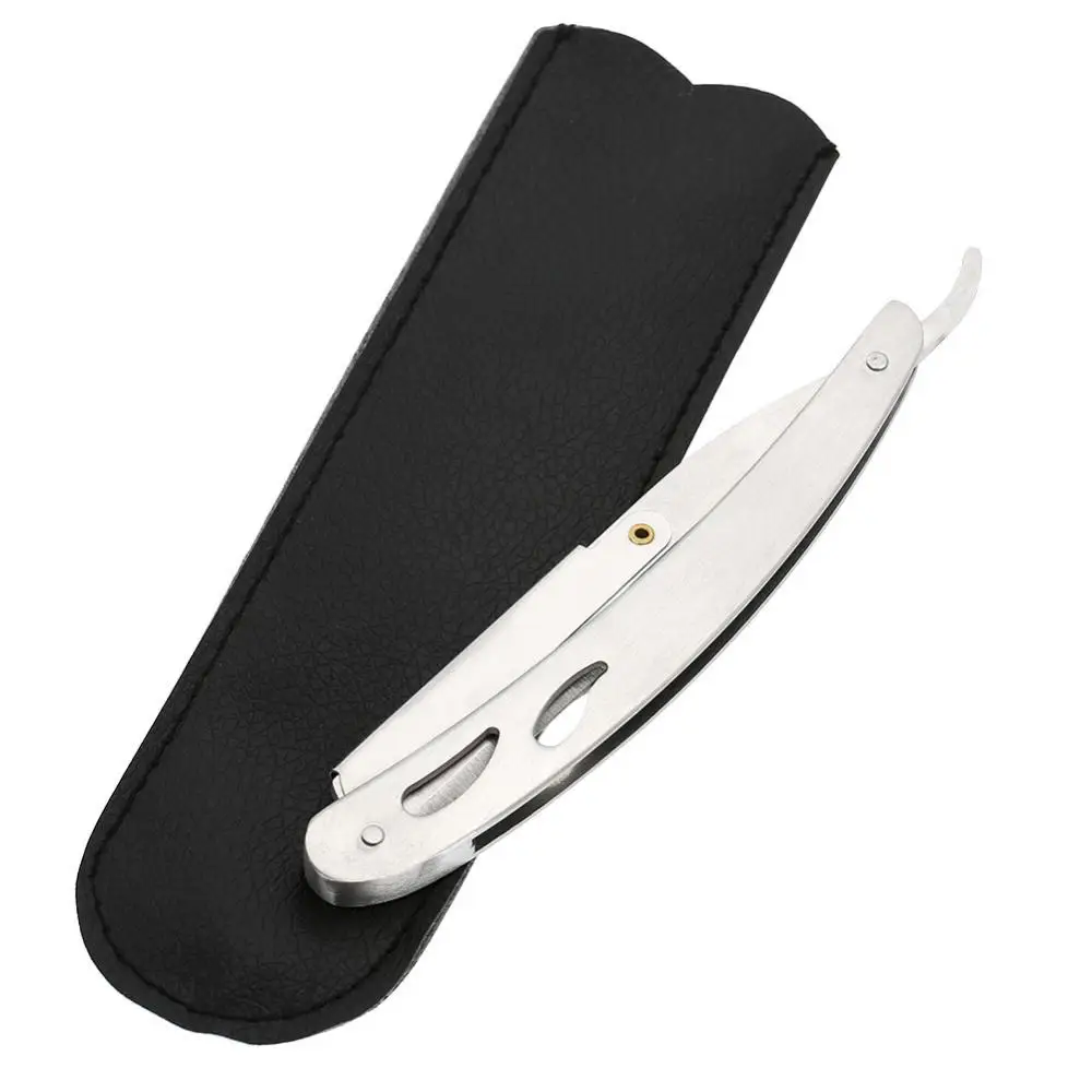 Razor with bag Парикмахерская бритва с прямыми краями, безопасная складная бритва из нержавеющей стали для салона, бритвенные лезвия для бритья, подарок для мужчин, бритва для бороды, инструмент для удаления волос - Цвет: Razor with bag