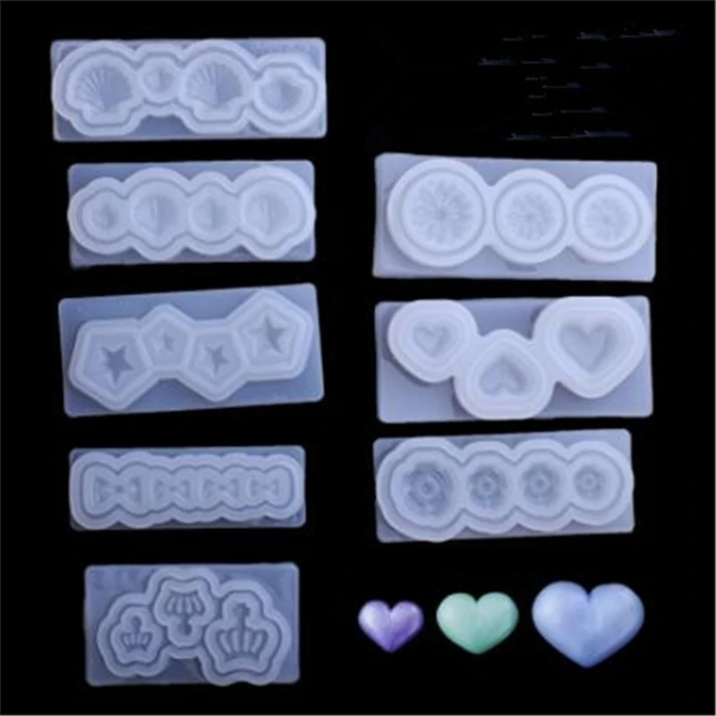 

Silicone Mold Bowknot Flower And Crown Shape Jewelry Mould Chocalate Cake Decoration Form Creative Heart Star and Shell Clear
