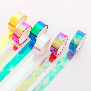

15mm*5m Rainbow Laser Washi Tape Glitter Stationery Scrapbooking Decorative Adhesive Tapes DIY Masking Tape School Supplies