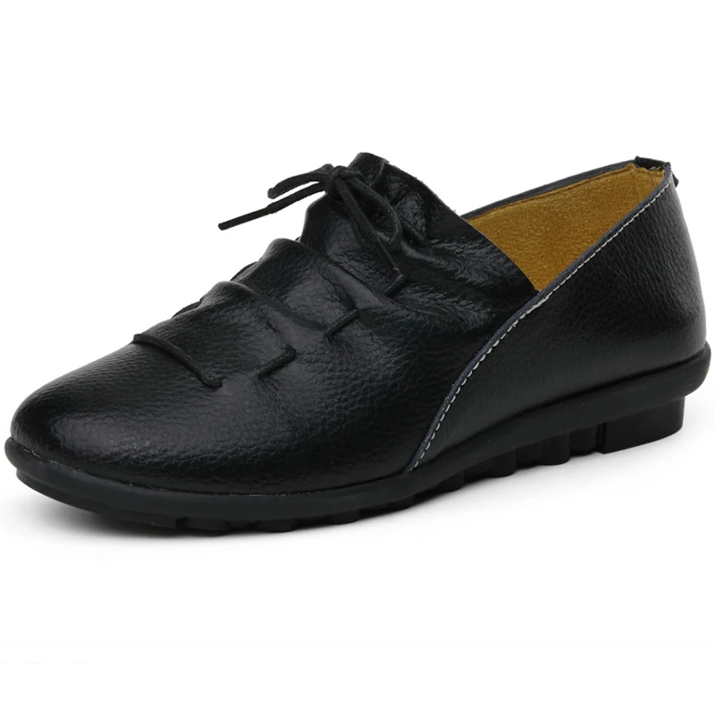 

High Quality Leather Women Walking Shoes Black Footwear Sneakers Female Rubber Shoes Zapatos Mujer Wedges Women Designer Shoes