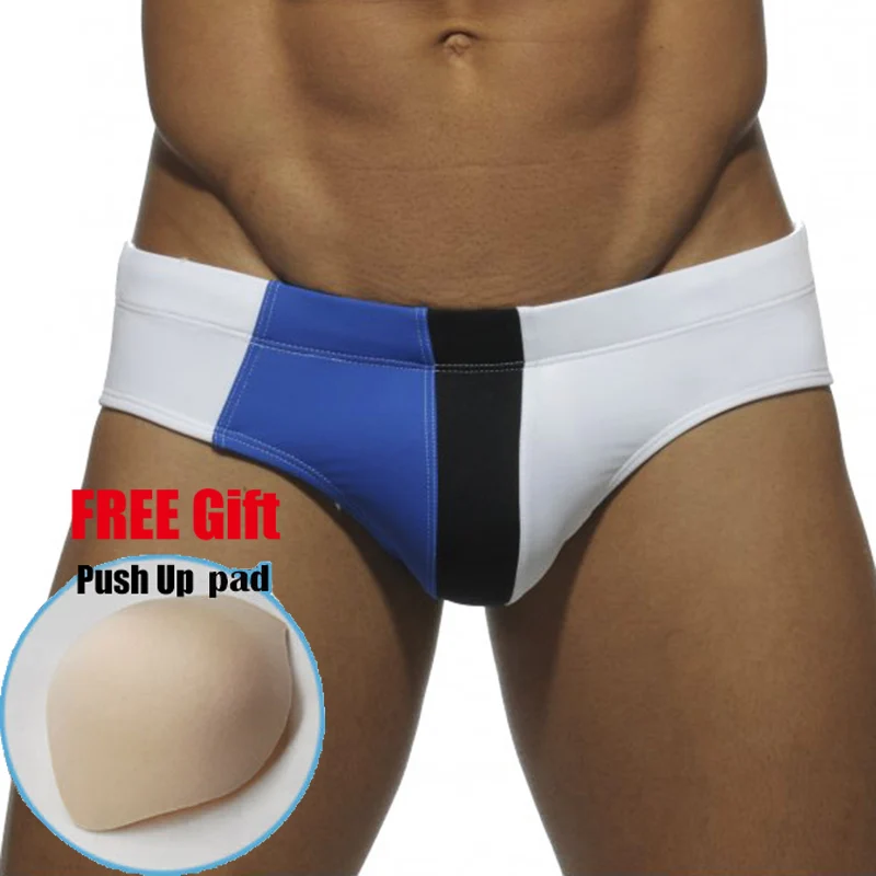 

2017 New Swimwear Men low Waist Sexy Mens Swim Briefs Waterproof Men's swimming trunks Beach Shorts Swimsuit Men Gay Free Pad