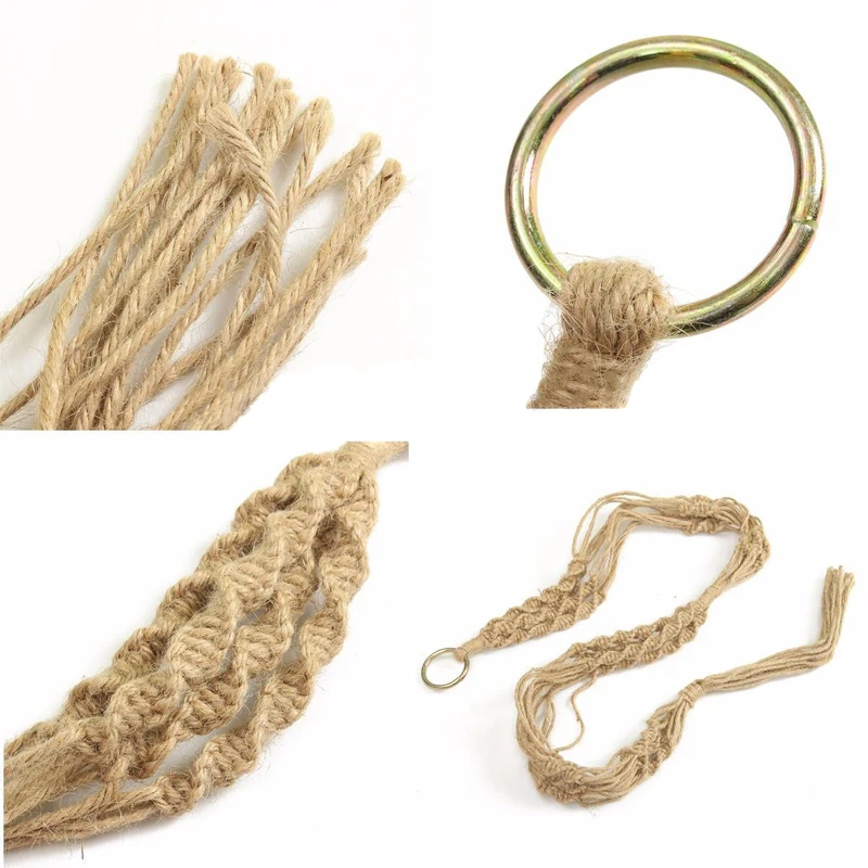 125cm Macrame Plant Hanger Basket Flowerpot Plant Holder Macrame Hanging Vintage Knotted Lifting Rope Garden Home Decoration