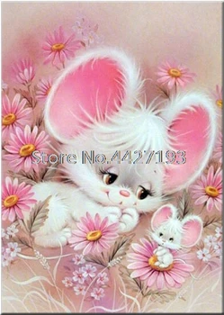 

Diamond Painting Full Square Drill Scenic Diamond Embroidery Cartoon Pink Rabbit Cross Stitch Mosaic Rhinestones Home Decorative