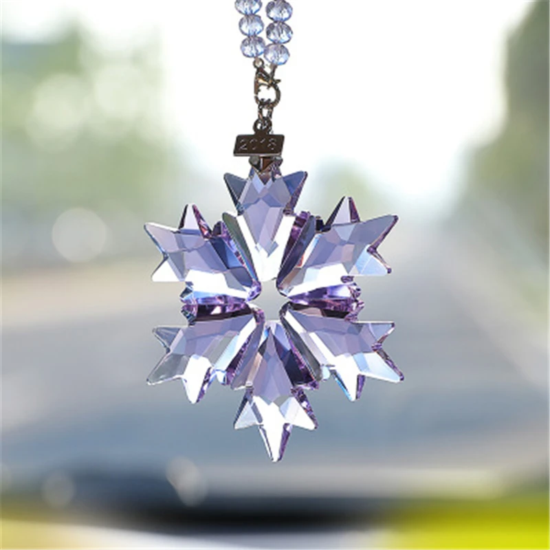 

Car Pendant Transparent Crystal Snowflakes Decoration Suspension Ornaments Sun Catcher Snowflake Hanging Trim Christmas Gifts