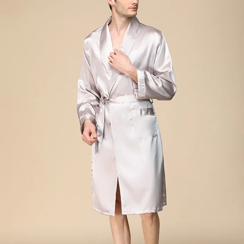 Мужская Весна сатин из искусственного шелка спальный халат Весенняя ночная рубашка мужской банный халат Домашняя одежда сексуальная ночная пижама плюс размер 5XL