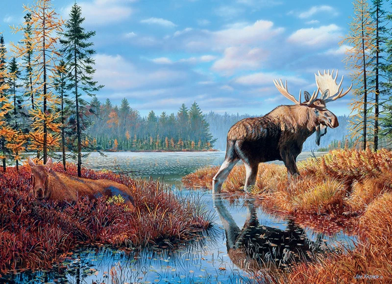 

Full round drill 5D DIY Diamond embroidery Moose Marsh Painting Cross Stitch Rhinestone Mosaic decoration