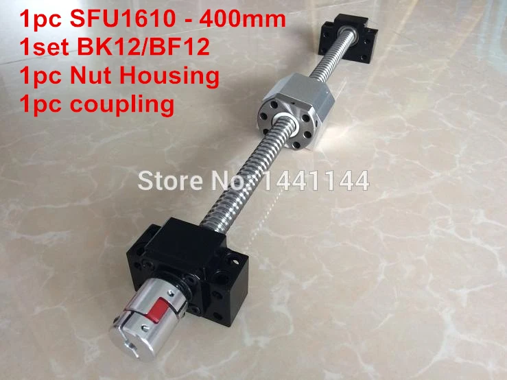 

1610 ballscrew set : SFU1610 - 400mm balls crew + 1610 Nut Housing + BK/BF12 Support + 6.35*10mm coupler