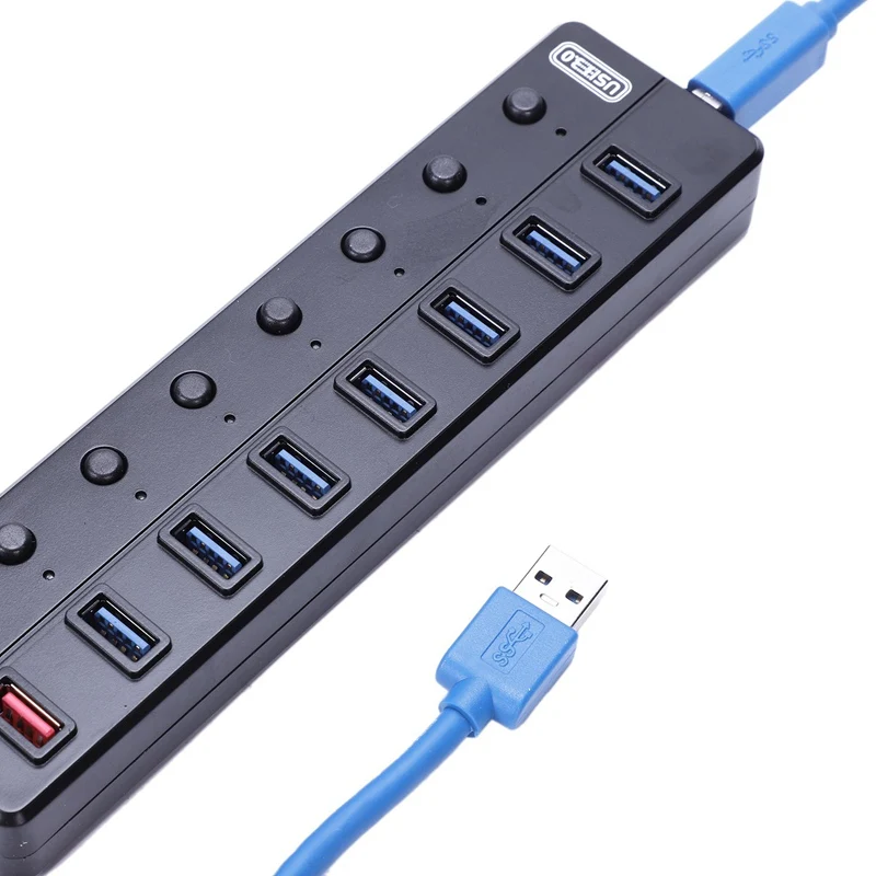 Высокая скорость 7 портов USB 3,0 и 1 порт зарядное устройство Внешний концентратор адаптер для ПК ноутбук Win 7/8