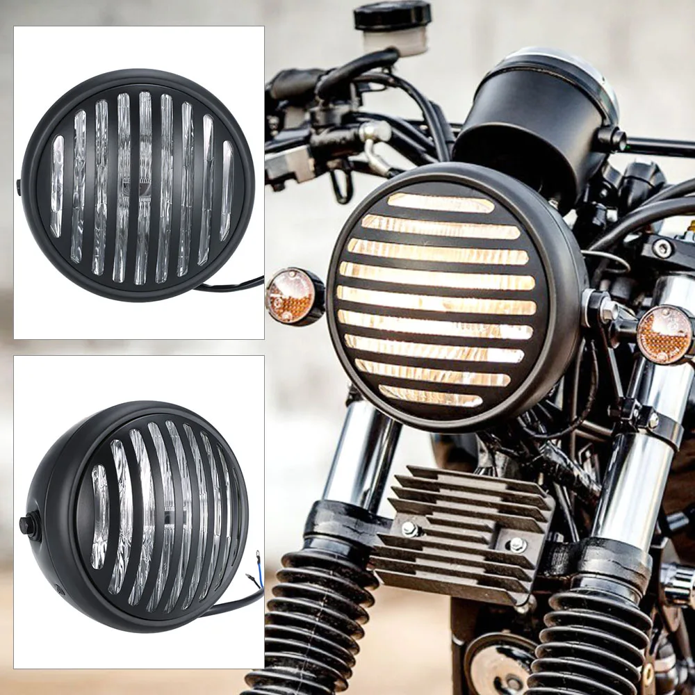 Universal 6 3 Inch Motorcycle Headlight Silver Color With Chrome Grill universal-6-3-inch-motorcycle-headlight-silver-color-with-chrome-grill