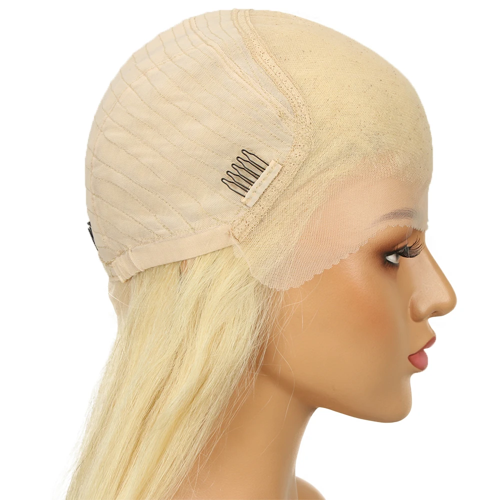 Ребекка 150% плотность 613 Мёд блондинка 13x6 Синтетические волосы на кружеве парик с ребенком волос бразильский Реми прямые парики из натуральных волос