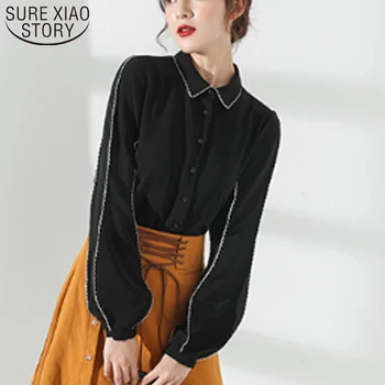 

Long Sleeve Shirts Blusas Mujer De Moda 2019 Womens Tops Blouses Solid Button Turn-down Collar Chiffon Blouse Women 2148 50