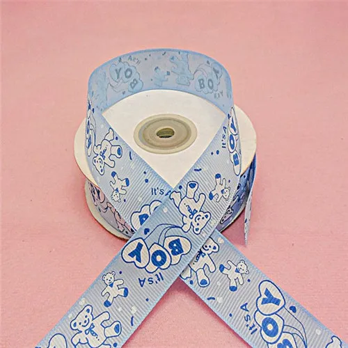 Free Shipping-7/8” (22mm) Width 25yards Blue Color Beer Printed Ribbon Baby Showers Party Gift Boxes Packing Accessories