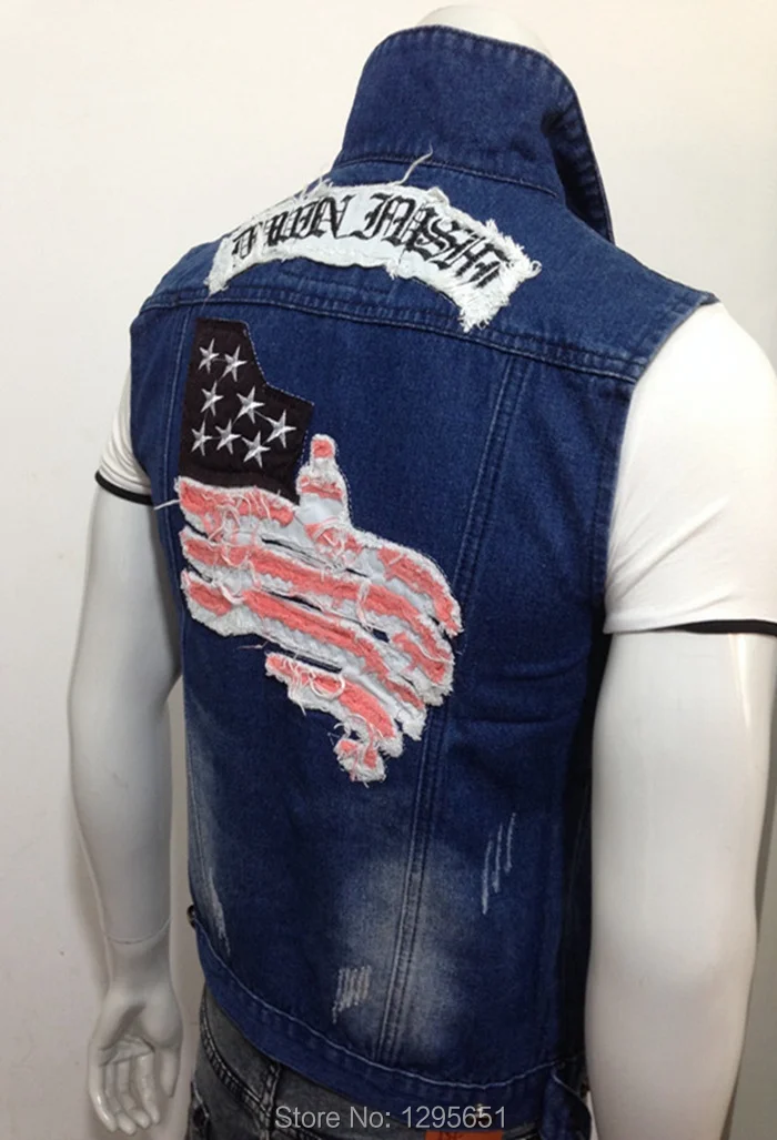 Denim Waistcoat Stylish Patchwork 