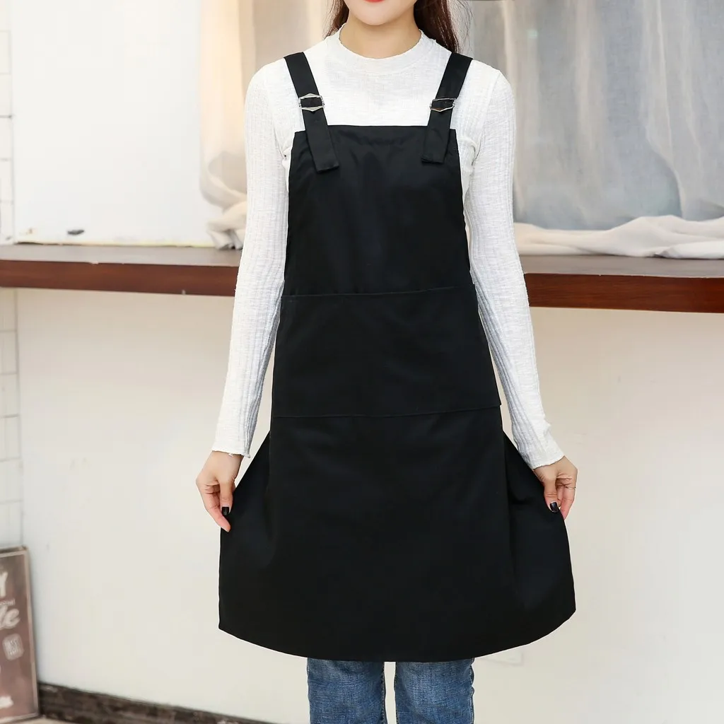 

Women Casual Solid Cooking Chef Kitchen Restaurant Bib Apron Dress Pocket Apron