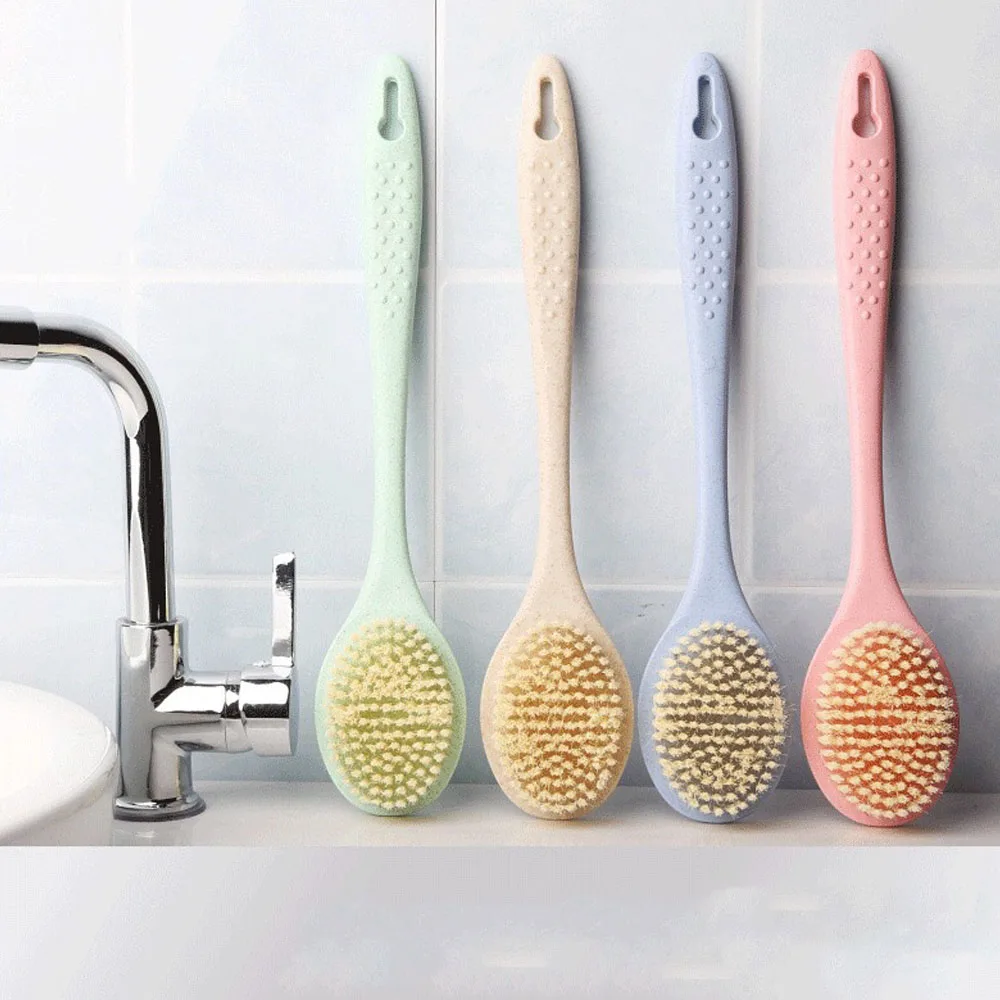Natural Scrubber Spa Shower Brush Bath Soft Wheat Straw Long Handle