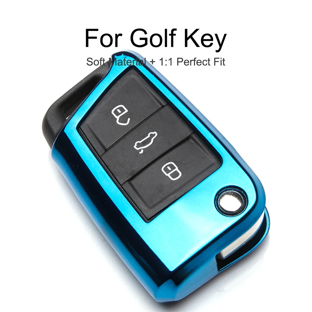 

KUKAKEY 6 Colors TPU Car Key Cover Case For Volkswagen VW Golf 7 GTI R MK7 Tiguan Key Bag Shell Holder Car Keyrings keychain