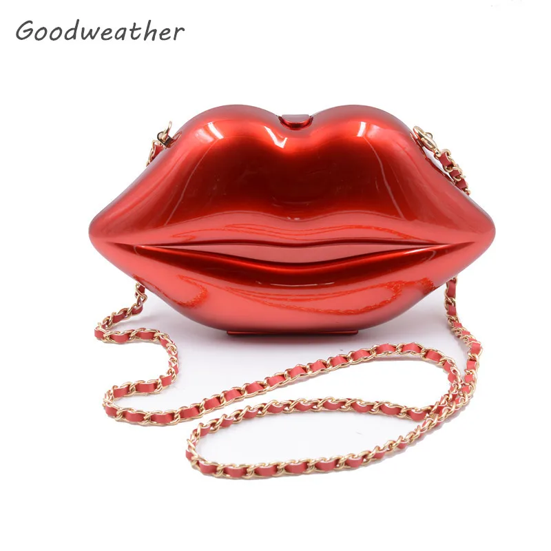 Designer Red Evening Clutch Bags Lips Handbag Small Women Shoulder Designer Red Evening Clutch Bags Lips Handbag Small Women Shoulder Fashion Abs Pc Chain 5 Colors For Party Sac A Main In From