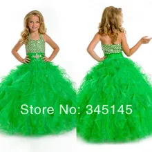 ; бальное платье с лямкой на шее пол Длина зеленый Платье в цветочек для девочек бисером скидка платья на выпускной для девочки