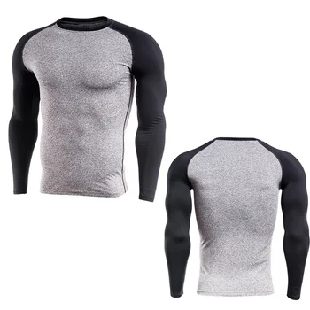 

2018 t-shirt Compression Tights Men Fitness Running Breathable Long Sleeve Sport Rashgard Gym Cycling Clothing