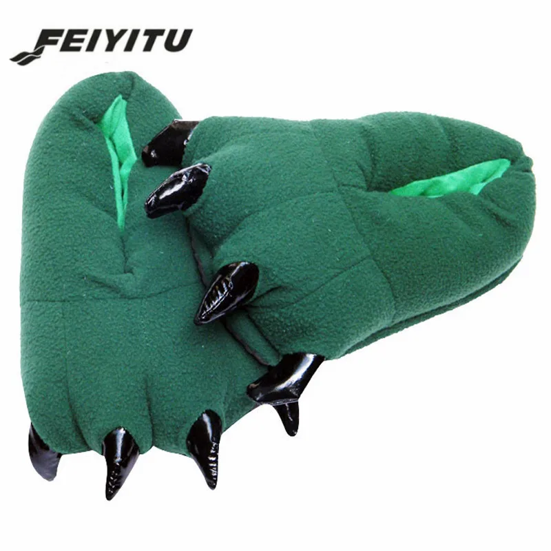 Новинка 2019 зимние мужские тапочки FeiYiTu с забавными лапами животных Симпатичные
