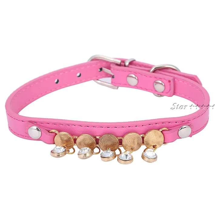 5 Rhinestone Pendants Decorated Small Dog Collar Puppy Dog Neck Strap