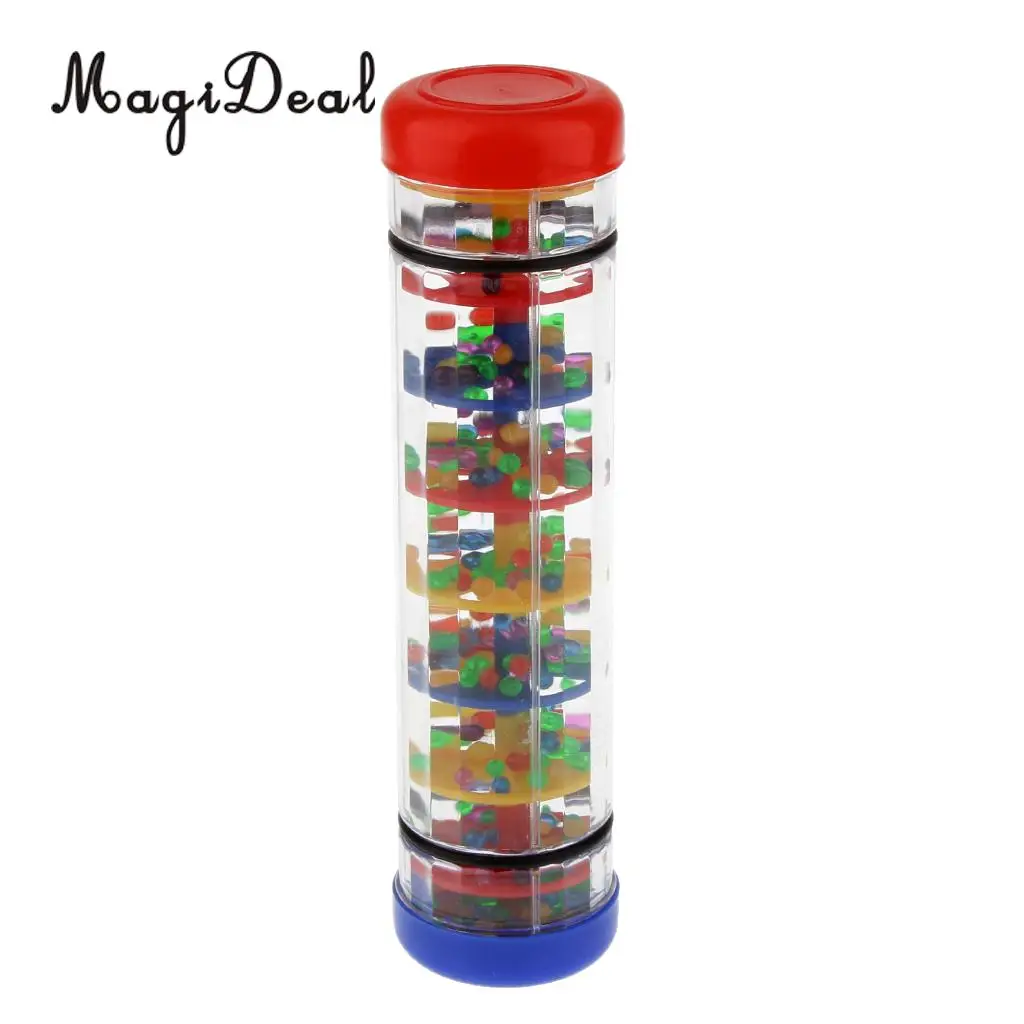 MagiDeal 1Pc Plastic Rain Sound Maker Shake Colorful Beads for Infant Baby Kids Youth Learn Play Toy Novelty Gift 20cm 10cm 30cm